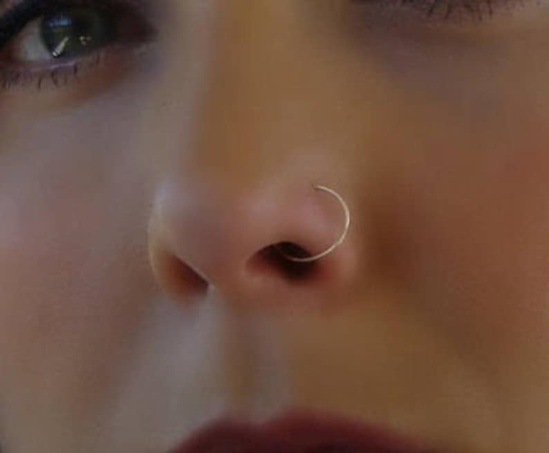 Fake Hoop Clip On Nose Ring Nose Cuff 2 Pieces Pink Rose Gold Fake Nose Ring No Piercing 22 Gauge Nose Ring