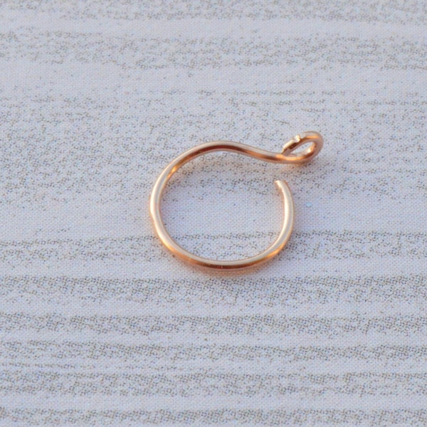 12K Rose Gold Nose Ring, Rose Gold Fake Nose Ring, 22 Gauge Nose Ring, Fake Hoop, Clip On Nose Ring, No Piercing, Nose Cuff