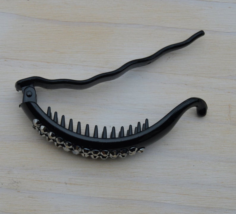 Hair Clip Hair Tie French Twist Vintage Style Ponytail Holder Clear Crystal Rhinestone Black Rhinestone Banana Clip Claw Barrette