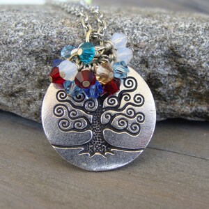 Tree of Life Family Birthstone Pendant Necklace Swarovski Beads Mother's Ring Stone Mother's Day Grandmother Gift Personalized Customizable