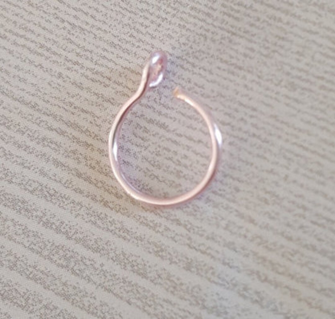 Pink Rose Gold Fake Nose Ring, 2 Pieces, 22 Gauge Nose Ring, Fake Hoop, Clip on Nose Ring, No