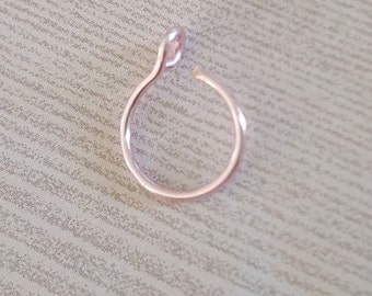Pink Rose Gold Fake Nose Ring, 2 Pieces,  22 Gauge Nose Ring, Fake Hoop, Clip On Nose Ring, No Piercing, Nose Cuff