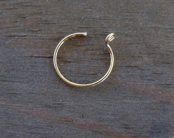 2 pieces 12K Gold Filled Fake Nose Ring - 22 Gauge High Quality Nose Hoop Gold Wire Clip On No Piercing Nose Cuff