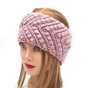 Chevron Bobble Crochet Headband Pattern Easy English Earwarmer Crochet Tutorial 4 Sizes Fall Winter Spring Crochet Accessory Handmade Gift