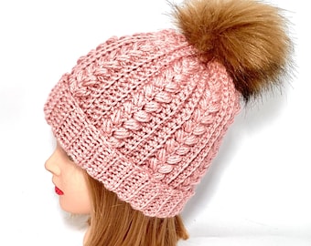 Angielski wzór na czapkę szydełkową Wzór na czapkę Lucia Beanie Tutorial Szydełkowanie Zimowa czapka beanie w 6 rozmiarach Pomysł na świąteczny prezent dla rodziny i przyjaciół