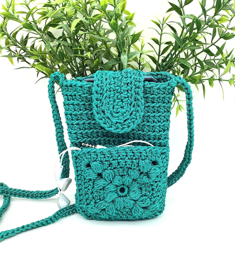 English Crochet Pattern Phone Bag With Front Motif Pocket Crochet Cell
