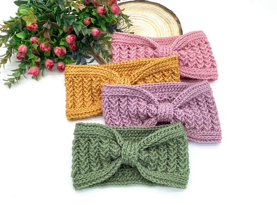 Headband Crochet Pattern 2 Variations Simple and Bow Style Earwarmer Easy Crochet Headband Matching Beanie and Gloves Set Pattern