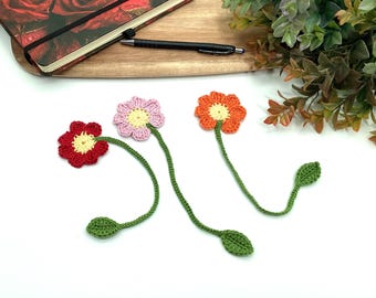 English Crochet Pattern Flower Bookmark Crochet Tutorial for Beginners Book Lover Gift Idea Quick Crochet Project Crochet Reading Accessory