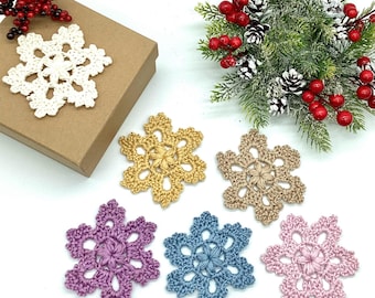 English Crochet Snowflake Pattern Quick and Easy Snowflake Ornament Tutorial Christmas Decoration Handmade Christmas Tree Hanging Ornament