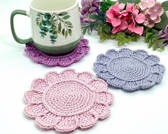 English Crochet Pattern Easter Flower Coaster Pattern Easy Crochet Tutorial Charming Flower Motif Coaster Handmade Floral Gift Idea