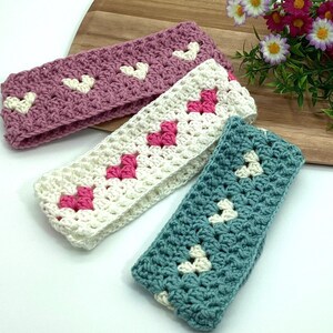 Englische Häkelanleitung für Oma Herzen Stirnband Häkelohrenwärmer Anleitung für Anfänger Weihnachtsgeschenk Süßes Baby Geschenk Mutter-Tochter Geschenk Bild 4
