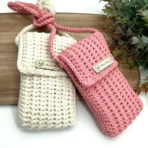 Sac pour téléphone avec motif au crochet Tutoriel de crochet anglais pour débutants Sac à main pour téléphone portable au crochet Sac à bandoulière pour femme DIY tendance