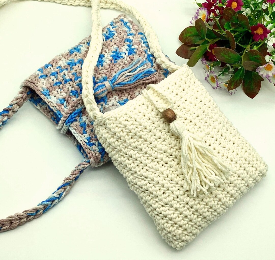 English Crochet Pattern Boho Crossbody Bag Hippie Style Crochet Purse ...