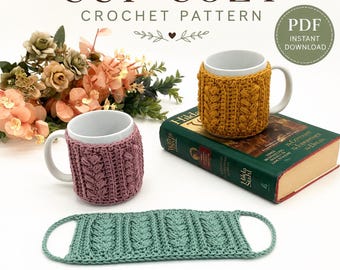 Lucia Crochet Cup Cozy Pattern PDF | Easy Crochet Coffee Sleeve | Reusable Mug Cozy | Quick Coffee lover Gift Idea Beginner Crochet Pattern