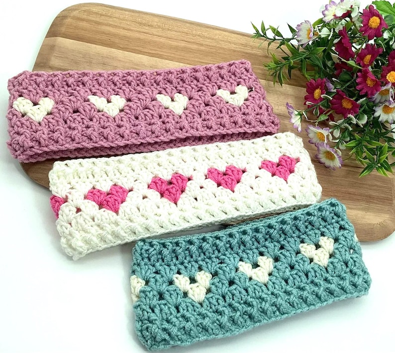 crochet baby headband
granny hearts ear warmer crochet pattern mother-daughter crochet headband cute baby gift idea crochet tutorial