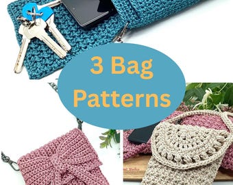 Bundle of 3 Crochet Phone Bag English Patterns – Easy & Stylish DIY Designs for Beginners Advanced Crocheters Cell Phone Purse Tutorial