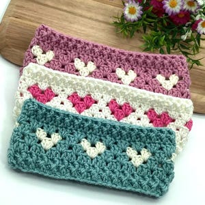 Englische Häkelanleitung für Oma Herzen Stirnband Häkelohrenwärmer Anleitung für Anfänger Weihnachtsgeschenk Süßes Baby Geschenk Mutter-Tochter Geschenk Bild 5