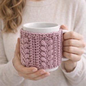 Lucia Crochet Cup Cozy Pattern PDF | Easy Crochet Coffee Sleeve | Reusable Mug Cozy | Quick Coffee lover Gift Idea Beginner Crochet Pattern