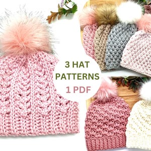 3 patrones de gorros de ganchillo, tutorial para gorros (descarga en PDF)