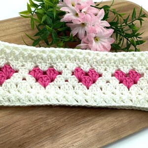 Englische Häkelanleitung für Oma Herzen Stirnband Häkelohrenwärmer Anleitung für Anfänger Weihnachtsgeschenk Süßes Baby Geschenk Mutter-Tochter Geschenk Bild 3