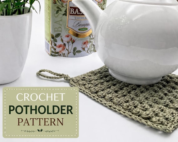 English Crochet Hot Pad/Potholder Pattern Crochet Tutorial for Beginners Kitchen Trivet Handmade Gift Idea for Christmas Easter Housewarming
