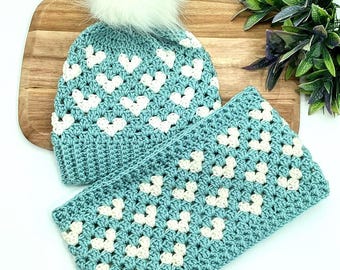 English Crochet Pattern Hat & Cowl Set  Beanie Hat Cowl Pattern Crochet Scarf Neck Warmer Beanie Set Tutorial for Beginners 2 PDF Patterns