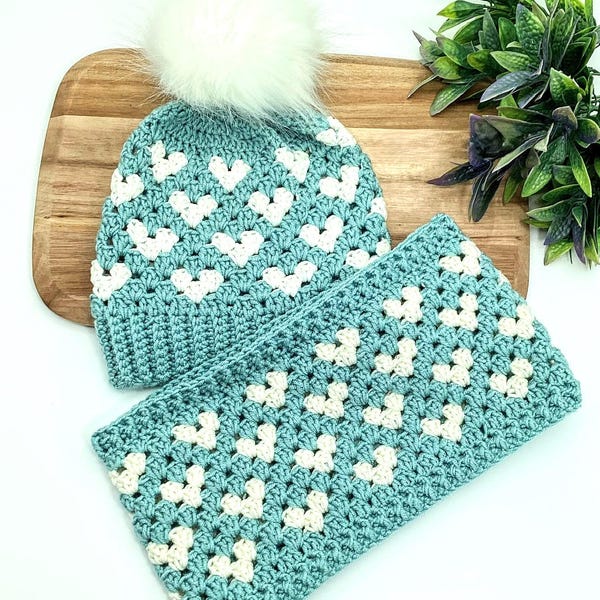 Engels haakpatroon muts en col set beanie muts col gehaakte sjaal nekwarmer beanie set zelfstudie voor beginners 2 pdf-patronen