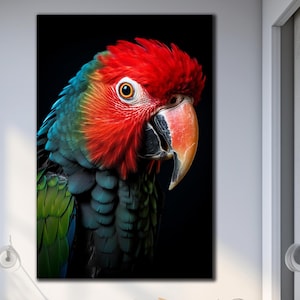 Papagei gehärtetes Glas Wandkunst, Tier Wandkunst, Abstrakte Wandkunst, Natur Wandkunst, Extra Große Wandkunst, Wandbehänge, Papageiendekoration