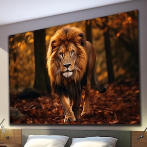 Lion Tempered Glass Wall Art, Lion Wall Decor, Animal Wall Art, Extra Large Wall Art, Wall Hangings, Housewarming Gifts, Glass Wall Decor