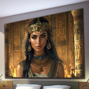 Cleopatra Wall Art, Tempered Glass Wall Art, Egyptian Goddess, Egypt Wall Art, Extra Large Wall Art, Egyptian Queen Art, Housewarming Gifts