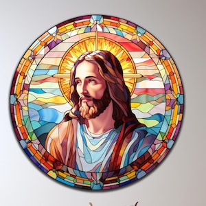 Jesus Tempered Glass Wall Art, Jesus Christ Glass Art, Round Wall Art, Housewarming Gifts, Catholic Wall Decor, Wall Hangings, Home Decor
