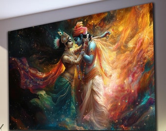Radha Krishna Wall Art, Tempered Glass Wall Art, Wall Hangings, Hindu Wall Decor, Hindu God Wall Decor, Housewarming Gifts, Home Decoration