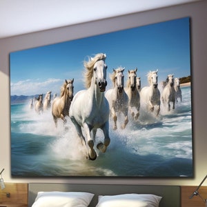 Horses Tempered Glass Wall Art, Horse Wall Decor, Animal Wall Art, Large Wall Art, Housewarming Gift, Running Horses Glass Art, Gift For Him