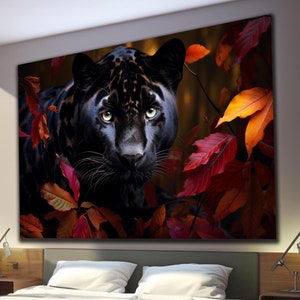 Black Panther Tempered Glass Wall Art, Panther Wall Decor, Animal Wall Art, Large Wall Art, Wall Hangings, Housewarming Gift, Gift For Him