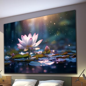 Lotus Flower Tempered Glass Wall Art, Lotus Flower Art, Floral Wall Art, Wall Hangings, Glass Printing Art, Gift For Her, Glass Wall Decor