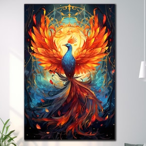 Phoenix Wall Art, Tempered Glass Wall Art, Phoenix Glass Art, Stained Glass Wall Art, Phoneix Bird Decor, Extra Large Wall Art, Gift For Her