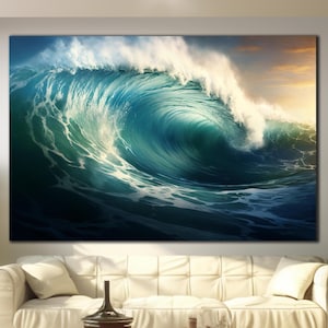 Blue Ocean Waves Wall Art, Tempered Glass Wall Art, Sea Wall Art, Large Wall Art, Ocean Waves Wall Art, Housewarming Gifts, Huge Sea Waves