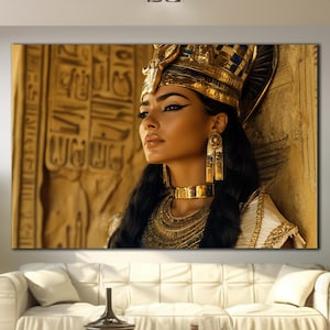 Cleopatra Wall Art, Tempered Glass Wall Art, Egyptian Goddess, Egypt Wall Art, Extra Large Wall Art, Egyptian Queen Art, Housewarming Gifts