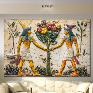 Ancient Egyptian Tempered Glass Wall Art, Egyptian Wall Art, Egyptian Pharaoh Art, Extra Large Wall Art, Housewarming Gifts, Wall Hangings
