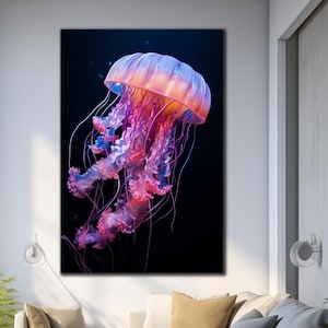 Jellyfish Tempered Glass Wall Art, Jellyfish Wall Art, Jellyfish Glass Art, Wall Hangings, Extra Large Wall Art, Sea Wall Decor, Jellyfish