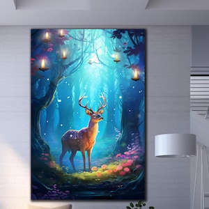 Deer Wall Art, Tempered Glass Wall Art, Animal Wall Art, Extra Large Wall Art, Housewarming Gift, Stag Wall Art, Deer Art Print, Home Decor