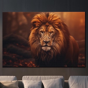 Lion Tempered Glass Wall Art, Lion Wall Decor, Animal Wall Art, Extra Large Wall Art, Wall Hangings, Housewarming Gifts, Glass Wall Decor