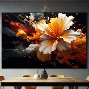 Abstract Paint Flowers Wall Art, Tempered Glass Wall Art, Colorful Flowers Art, Floral Wall Art, Wall Hanging, Home Decoration, Gift For Her