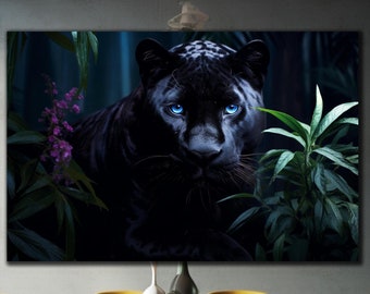 Black Panther Tempered Glass Wall Art, Panther Wall Decor, Animal Wall Art, Large Wall Art, Wall Hangings, Housewarming Gift, Gift For Him