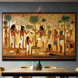 Ancient Egyptian Tempered Glass Wall Art, Egyptian Wall Art, Egyptian Pharaoh Art, Extra Large Wall Art, Housewarming Gifts, Wall Hangings