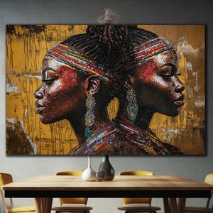 African Woman Wall Art, Tempered Glass Wall Art, African Boho Glass Art, Ethnic African Wall Art, Large Wall Art, Wall Hanging, Home Decor