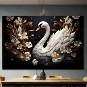 White Swan Tempered Glass Wall Art, Glass Wall Decor, White Swan Wall Art, Animal Wall Decor, Large Wall Art, Housewarming Gift, Swan Decor