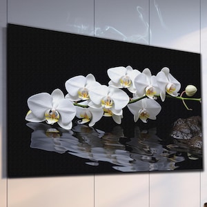 Orchid Tempered Glass Wall Art, Flower Wall Art, White Orchid Glass Art, Extra Large Wall Art, Wall Hanging, Housewarming Gift, Gift For Her