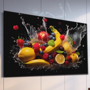 Fruits Splash Tempered Glass Wall Art, Glass Wall Decor, Kitchen Wall Art, Fruits Wall Art, Wall Hangings, Glass Printing Art, Home Decor