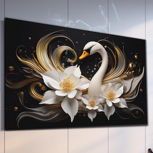 White Swan Tempered Glass Wall Art, Glass Wall Decor, White Swan Wall Art, Animal Wall Decor, Large Wall Art, Housewarming Gift, Swan Decor